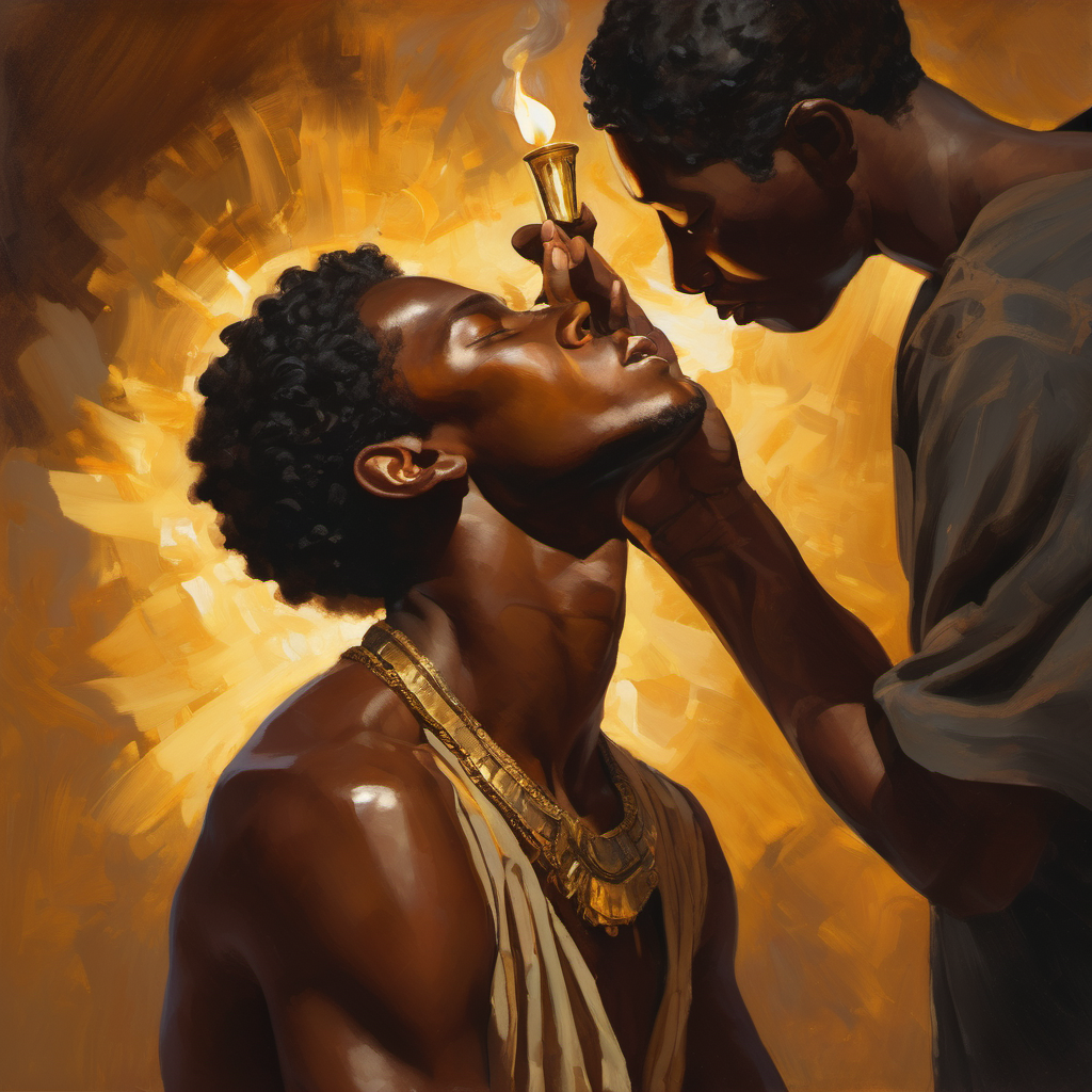 Anointing oil being poured